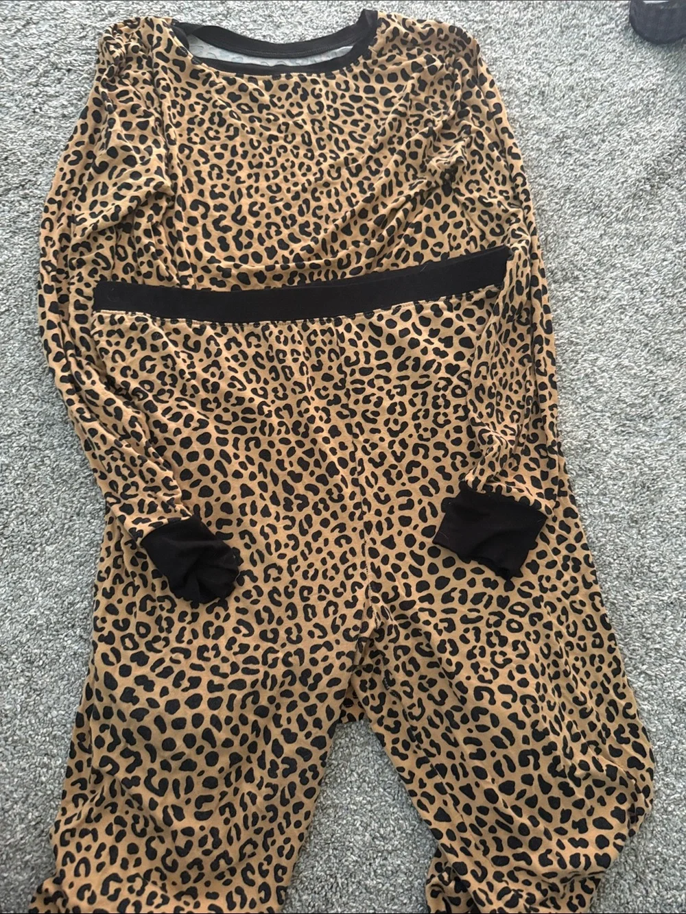 Little Sleepies Leopard Print Pajama Set in Tan and Black